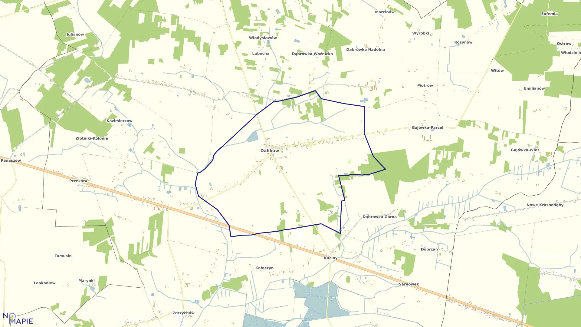 Mapa obrębu DALIKÓW w gminie Dalików