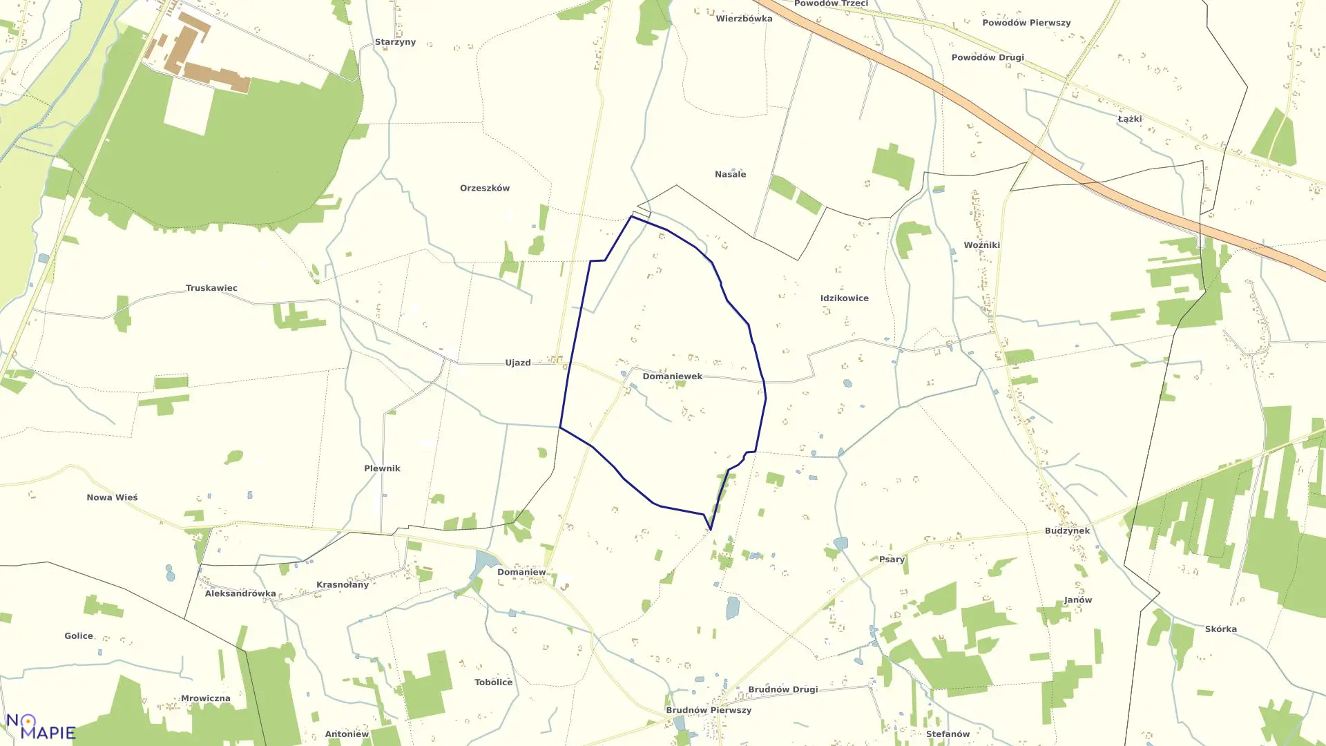 Mapa obrębu DOMANIEWEK w gminie Dalików